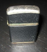 Vintage CHAMP Faux Leather Wrapped Pattern Flip Top Petrol Lighter Austria Made - $14.99