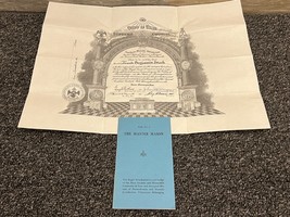 1961 Masonic 33rd Degree Supreme Council Certificate &amp; The Master Mason Book - £19.02 GBP