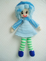 plush Doll girl Crochet hand knit Handmade USA Folk Craft - £35.59 GBP