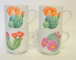 Desert Flower Cactus Demitasse Mugs by Shafford 4 PC Set Japan - £27.90 GBP