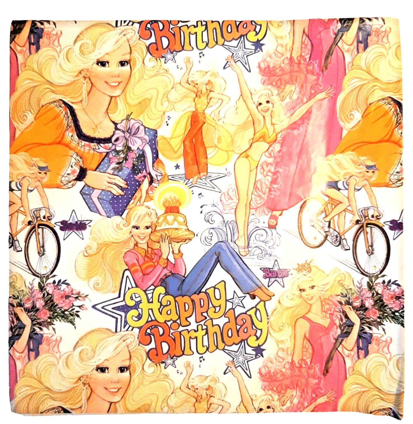 New Vintage 1979 Barbie Gift Wrap Wrapping Paper 1 Sheet 20 X 30 Hallmark - $15.88