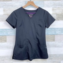 Healing Hands Purple Label Jordan Mock Wrap Scrub Top Black 2172 Womens XS - $17.81