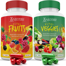 Set of 2-Vital Fruits and Veggies Supplement Red &amp; Green Superfoods Whole Food N - £71.34 GBP