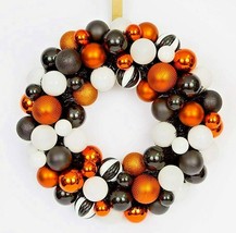 Halloween Orange/Black/White Ornament Wreath - £21.67 GBP