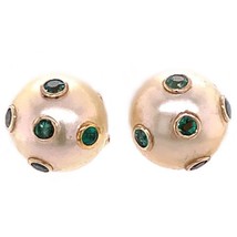 South Sea Pearl Emerald Earrings 18k Gold Certified $5,950 011911 - £1,223.79 GBP