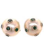 South Sea Pearl Emerald Earrings 18k Gold Certified $5,950 011911 - £1,225.08 GBP