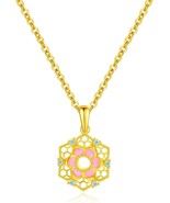 Necklace for Women 18K Gold Plated Lotus Flower Cute Necklace Pendant (P... - $17.81