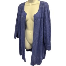 Talbots Cardigan Womens 3Xp Open Front purple Blue Beach Coastal Cruise ... - $25.64