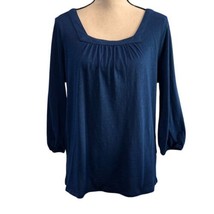 Style &amp; Co 0X-Large Top 3/4 Sleeves Square Pleated Neck Stretch Navy Blue New - £19.55 GBP