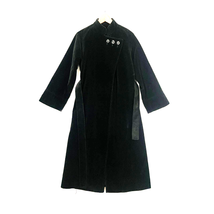 VTG Long Black Velvet Trench Coat Jacket Lined Womens Voyager West by Youthcraft - £82.47 GBP