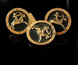 Ancient Greek Horse coin Cufflinks Vintage Indian horse Bow arrow Gothic Medieva - £121.92 GBP