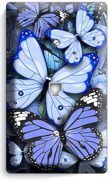 BLUE BUTTERFLIES PHONE TELEPHONE WALL PLATE COVER BABY BOY ROOM NURSERY NY DECOR