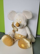 RARE Golden Disney Holiday Mickey Mouse Plush Gold Cream Stuffed Toy 18&quot; - £47.00 GBP