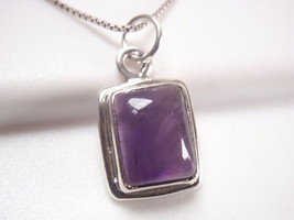 Small Amethyst Rectangle 925 Sterling Silver Pendant - £9.34 GBP