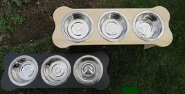 TRIPLE DISH ELEVATED POLY FEEDER - 5&quot;h for SMALL DOG PUPPY Amish Handmad... - $129.97