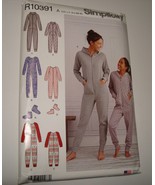 Simplicity R10391 One-Piece Pajamas, Booties Misses&#39; 6-24 Girls 7-16 UNCUT - £7.88 GBP