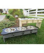 15&quot; TRIPLE BOWL ROYAL BLUE DOG FEEDER - Amish Handmade Food &amp; Water Stat... - $139.97