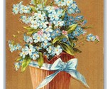 Easter Greetings Basket of Flowers Gilt Embossed UNP Unused DB Postcard R26 - $2.92