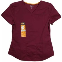 Scrubstar Premium Scrub Top Pull Over V Neck Wine Shirt Size Small  - £11.86 GBP