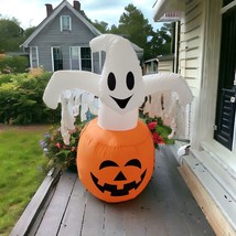 Airblown Friendly Pumpkin &amp; Ghost 4ft Halloween Yard Inflatable - $38.19