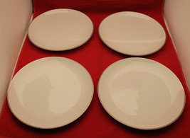 Meito Japan Fine China Wedding Ring White Platinum 4 Salad Dessert Plates Set - £48.58 GBP