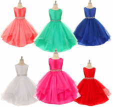  Wedding Flower Girls Crystals Waist Taffeta Pageant Dress - $19.98