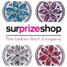 Surprizeshop Ladies Novelty Golf Ball Marker. Crystal Flower. Pink, Aqua... - £3.86 GBP