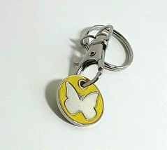 Butterfly Emblem Keychain with Yellow and Chrome Finish - $5.89