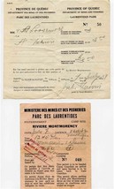 1939 Laurentides Park Camp Site Permit &amp; Fishing License Province of Que... - £21.79 GBP
