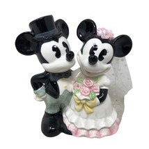 Disney Mickey &amp; Minnie Mouse w/ Veil Bride and Groom Wedding Cake Topper - £78.00 GBP