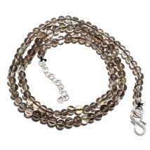 Smokey Topaz Natural Gemstone Beads Round Shape Strand Length 19&quot; KB-1366 - £8.68 GBP