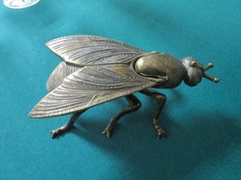 ANTIQUE ASHTRAY TRINKET BOX BRASS FLY 2 1/4  7 1/2 OPEN COVER MADE IN IT... - $222.75