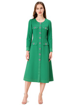 Structured Collarless Green Coat with Decorative Buttons – Classic &amp; Roy... - $2,760.94 MXN