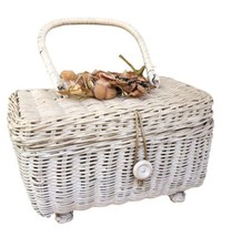 Vintage Wicker Basket Box Purse Handmade 1960s Style - £11.16 GBP