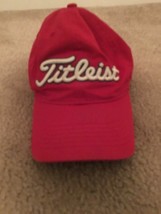 Titleist Men&#39;s Adjustable Strap Back Cap Hat Red White Golf - £22.06 GBP