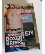 Three QuickSilver boxer briefs Size X-Large Fly Front Blue Grey and Print - $363.54 MXN