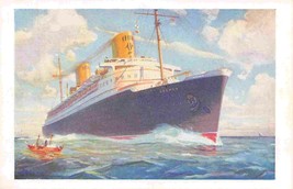 SS Bremen Express Liner Ocean Liner Ship North German Lloyd 1950s postcard - £6.18 GBP