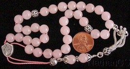 Greek KOMBOLOI Sterling Silver and Pink Quartz Worry Beads - £126.20 GBP
