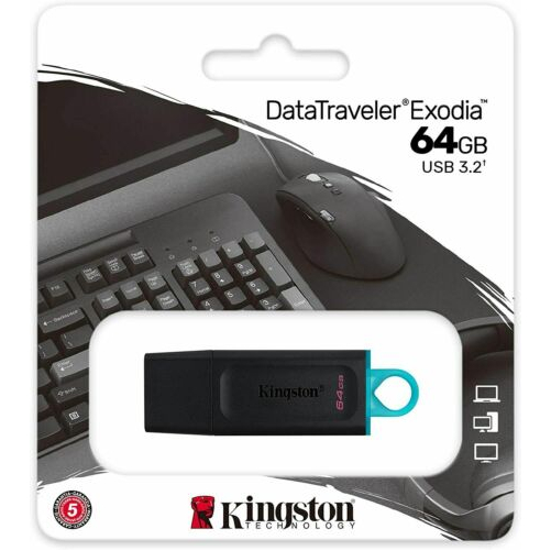 Kingston DTXM/64GB 64GB USB3.2 GEN 1 DATATRAVELER EXODIA M BLACK  BLUE - $25.11