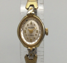 Vintage Waltham Watch Women Gold Tone Oval 17 Jewels Manual Wind 6.5" - $31.67
