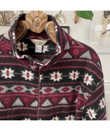 Vintage Haband Burgundy Grey Aztec Southwest Blanket Print Fleece Jacket L - $455.32 MXN