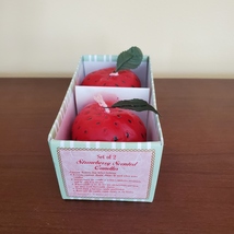 STRAWBERRY SCENTED CANDLES Set of 2 Red Strawberries Shape Candle 2 1/4" H image 4