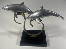 Spi Gallery Pair Of Dolphins Cast Metal Sculpture - £78.07 GBP