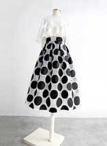 Women White Black Strip Pleated Midi Skirt A-line High Waist Pleated Plaid Skirt image 10