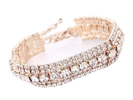 Wedding Bracelet for Brides Fashion Sparkly Clear - £40.55 GBP