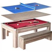 Combo Game Table Brown 7ft Pool Table with Table Tennis Conversion Top 2... - $2,623.41 CAD