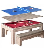Combo Game Table Brown 7ft Pool Table with Table Tennis Conversion Top 2... - €1.637,63 EUR