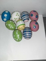 Lot of 9 Vintage Hand Painted Decorative Wooden Eggs Easter Springo - £14.27 GBP