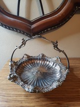 Silver Plate Swing-Handle Basket w/Medallions/Women&#39;s Faces with Hooved-... - £127.09 GBP