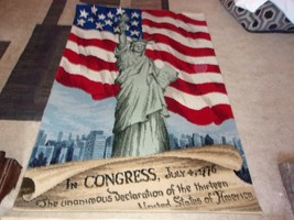 Vintage National Heirloom Wall Hanging Rug Statue of Liberty 56&quot;×36&quot; Rare!! - £110.16 GBP